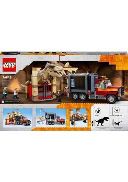 ® Jurassic World# T. rex ve Atrociraptor Dinozor Kaçışı 76948 - 8 Yaş ve Üzeri Çocuklar için Oyuncak Yapım Seti (466 Parça)