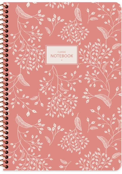 A4 Çizgili Defter Pastel Flora - Turuncu