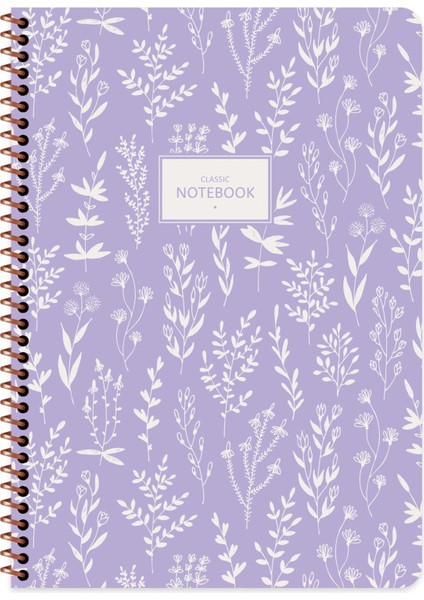 A4 Çizgili Defter Pastel Flora - Mor