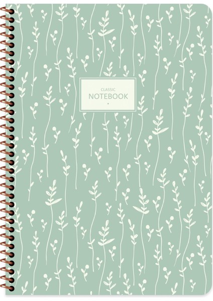 A4 Kareli Defter Pastel Flora - Yeşil