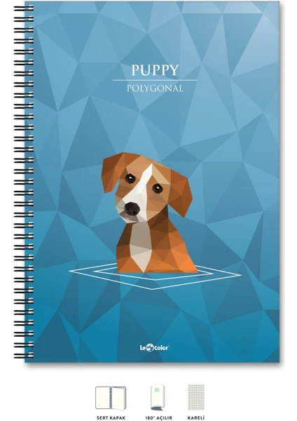 A5 Defter Kareli 200 syf Köpek Polygonal