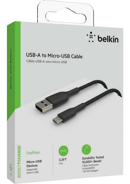 USB Type-C Örgülü Data & Hızlı Şarj Kablo 1 Metre Siyah CAB002BT1MBK