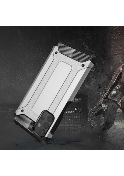 Galaxy A13 4G Uyumlu Kılıf Military Armor Çift Katmanlı Crash Silikon Kılıf Mavi