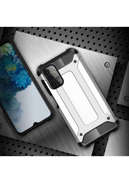 Galaxy A13 4G Uyumlu Kılıf Military Armor Çift Katmanlı Crash Silikon Kılıf Mavi