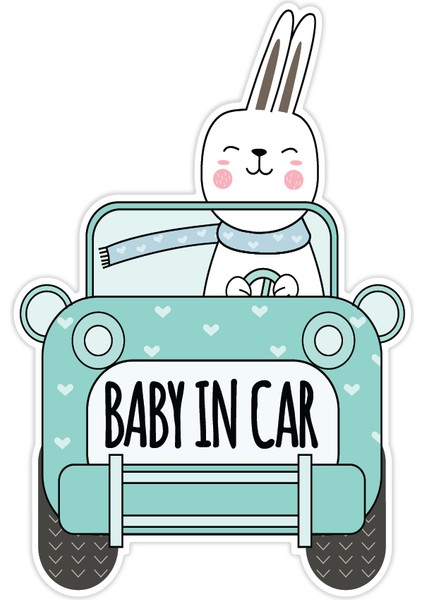 Baby In Car Bunny Araba Sticker