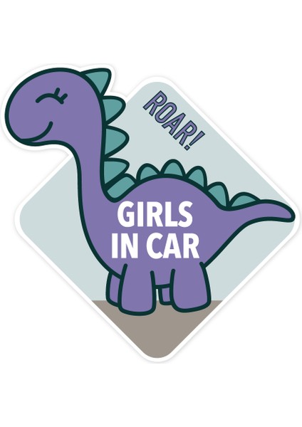 Girls In Car Dino Araba Sticker