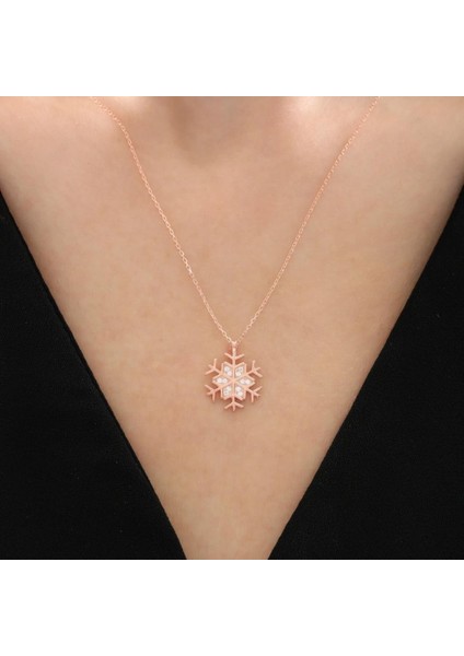 Sadakat Kristali Rose Renk Kar Tanesi Gümüş Kolye fiyatları