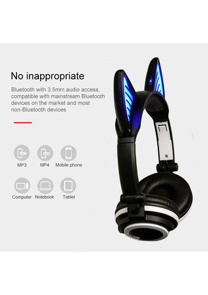 Katlanabilir Kablosuz Bluetooth V4.2 Parlayan Kedi Kulaklık (Yurt Dışından) modelleri