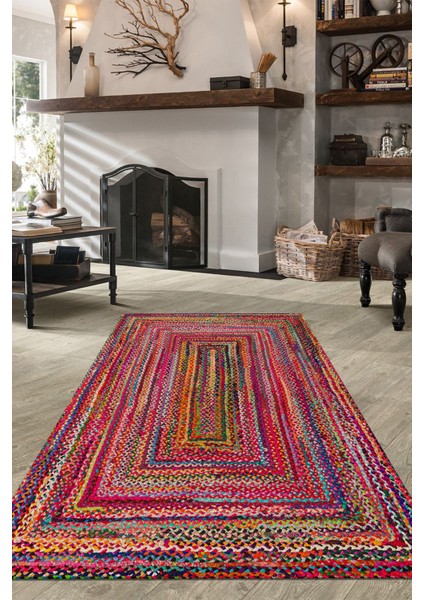 Woolly Örgü Desenli Renkli Halı (Makinada Yıkanabilir Kaymaz Dot Taban) - ES1151