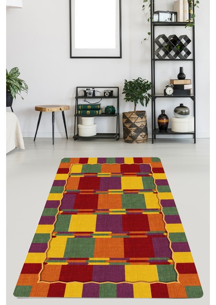 Woolly Renkli Desenli Dijital Baskılı Makinada Yıkanabilir Halı - ES420
