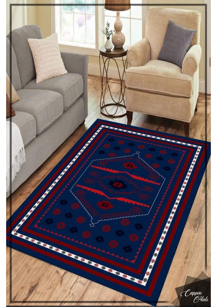 Esta Lacivert Kilim Desenli Halı (Kaymaz Dod Taban Makinada Yıkanabilir 80X300) - ES647