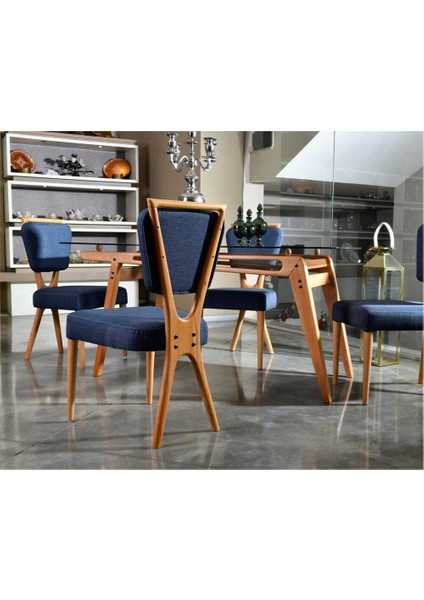 Palace Iskandinav Gürgen Ağaç El İşliği Camlı Mutfak&Salon Masa Takımı (80*160-4 Sandalyeli) fiyatları