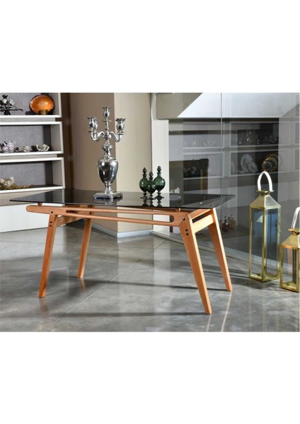 Palace Iskandinav Gürgen Ağaç El İşliği Camlı Mutfak&Salon Masa Takımı (80*160-4 Sandalyeli) fırsatları
