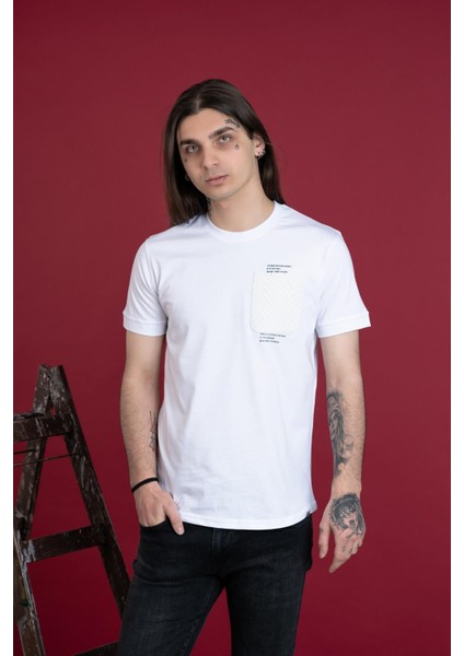 Slimfit Cep Detaylı Sıfır Yaka Erkek Penye T-Shirt