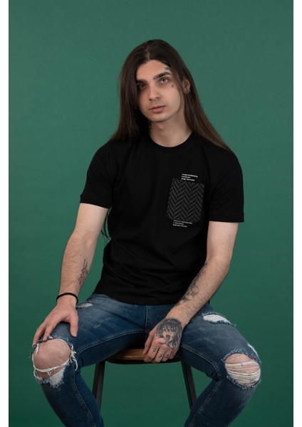 Slimfit Cep Detaylı Sıfır Yaka Erkek Penye T-Shirt