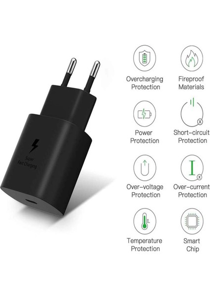 Samsung Galaxy A73 S22 S23 A23 M23 M33 A53 Uyumlu Android Type-C Ultra Hızlı Şarj Cihazı / Şarj Aleti 22.5W 3.0 Amper (Şarj Başlığı Adaptör) Ithalataçı Garantili