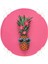 Real Homes Fuşya Zeminli Ananas Desenli Modern Yuvarlak Fermuarlı Sandalye Minderi 4