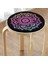 Real Homes Siyah Zeminde Pembe Mavi Mandala Desenli Özel Tasarım Yuvarlak Fermuarlı Sandalye Minderi 3