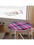 Real Homes Pembe Lacivert Ekose Desenli Yuvarlak Fermuarlı Sandalye Minderi 3