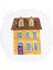 Real Homes Minyatür Sarı Ev Çizimli Dijital Baskılı Yuvarlak Fermuarlı Sandalye Minderi 4