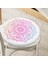 Real Homes Beyaz Zeminde Pembe Mavi Mandala Desenli Özel Tasarım Yuvarlak Fermuarlı Sandalye Minderi 2