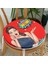 Real Homes Kırmızı Zeminli Popart Wow Desenli Modern Yuvarlak Fermuarlı Sandalye Minderi 1