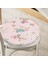 Real Homes Pembe Zeminli Çiçek Desenli Modern Yuvarlak Fermuarlı Sandalye Minderi 2