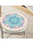 Real Homes Pembe Zeminde Mavi Mandala Çizimli Modern Yuvarlak Fermuarlı Sandalye Minderi 2