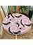 Real Homes Pembe Zeminde Soyut Geometrik Çizim Motifli Yuvarlak Fermuarlı Sandalye Minderi 2