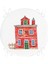 Real Homes Minyatür Kırmızı Ev Çizimli Dijital Baskılı Yuvarlak Fermuarlı Sandalye Minderi 4