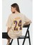 Canas Bej Unisex Oversize Baskılı T-Shirt 2