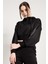 Crop Fit Siyah Kapüşonlu Sweatshirt 1