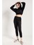 Crop Fit Siyah Kapüşonlu Sweatshirt 5
