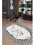 Woolly Gümüş Mermer Desenli Geometrik Oval Halı (Makinada Yıkanabilir Kaymaz Dot Taban) - ES1182 1