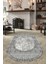 Woolly Etnik Desenli Gri Oval Halı (Makinada Yıkanabilir Kaymaz Dot Taban) - ES1146 1