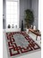 Woolly Kırmızı Labirent Motifli Gri Halı (Makinada Yıkanabilir Kaymaz Dot Taban) - ES1281 1