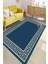 Woolly Lacivert Kenarı Çiçek Motifli Halı (Makinada Yıkanabilir) - ES520 1