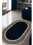 Esta Etnik Desenli Krem-Lacivert Oval Halı (Makinada Yıkanabilir Kaymaz Dot Taban) - ES1143 1