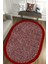 Esta Kırmızı Çerçeveli Çizgisel Oval Halı (Makinada Yıkanabilir Kaymaz Dot Taban) - ES1245-2 1