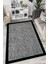 Woolly Siyah Çerçeveli Çizgisel Halı (Makinada Yıkanabilir Kaymaz Dot Taban) - ES1243 1