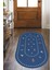 Woolly Mavi Göçebe Kilim Desenli Oval Halı (Makinada Yıkanabilir Kaymaz Dod Taban) - ES636 1
