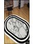 Woolly Siyah Beyaz Şeritli Mermer Desenli Oval Halı (Makinada Yıkanabilir Kaymaz Dot Taban) - ES1108 1