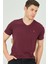 T8568 Dewberry V Yaka Erkek T-Shirt-Mor 1