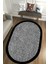 Esta Siyah Çerçeveli Çizgisel Oval Halı (Makinada Yıkanabilir Kaymaz Dot Taban) - Es1243-2 1