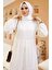 Lugmo Güpürlü Elbise Boydan Astarlı Pamuk Kumaş Beyaz