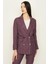Kadın Mor Kareli Blazer Ceket 2