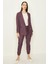 Kadın Mor Kareli Blazer Ceket 5
