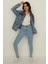 Kadın Mavi Cepli Oversize Denim Ceket 1