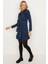 Select Moda Kadın Mavi Önden Düğmeli Kuşaklı Etekleri Fırfırlı Denim Elbise