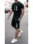 K Dijital Baskılı %100 Pamuk Ultra Hafif Ter Tutmayan Modern Erkek T-Shirt Şort Takımı 1
